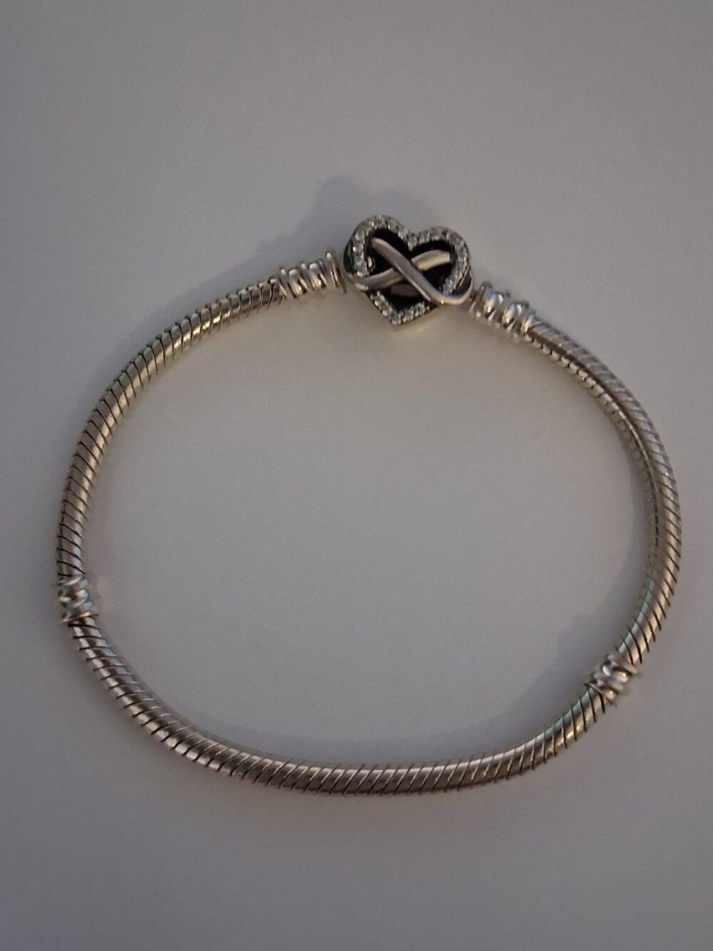 Pandora Moments Heart Clasp Snake Chain Bracelet – Style #592645C01-16